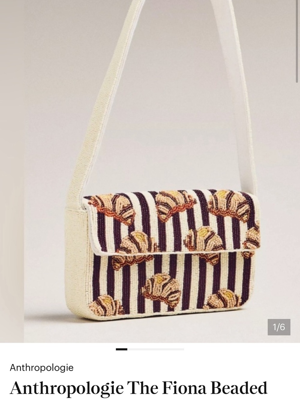 Anthropologie Beaded Crossbody in Cream, Navy and Tan